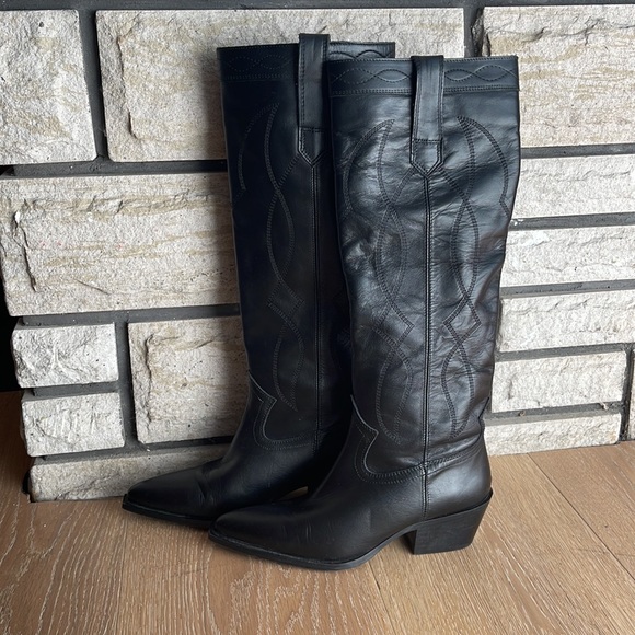 Zara leather cowboy western boots 36 - Picture 3 of 3